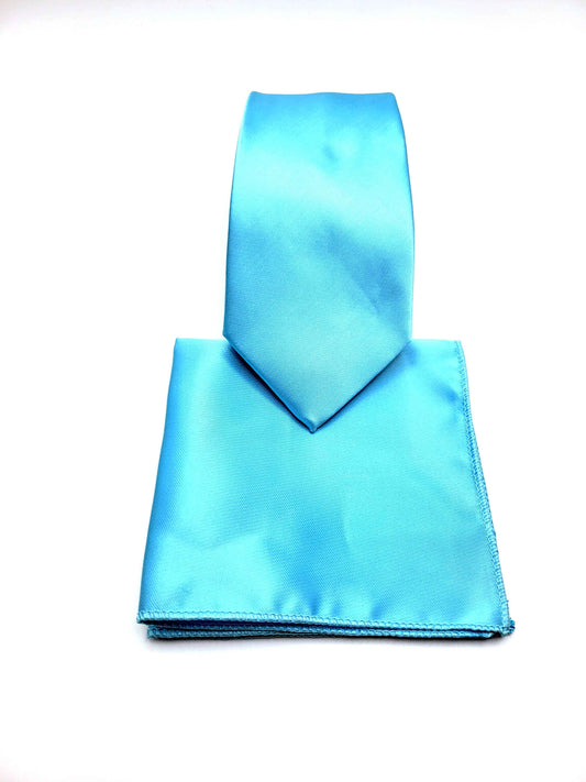 Blue Arctic Necktie and Pocket Square