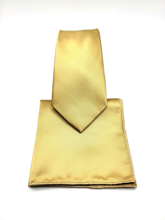 Golden Honey Necktie and Pocket Square