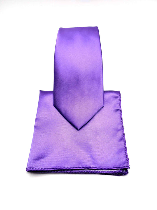 Purple Amethyst Necktie and Pocket Square Set
