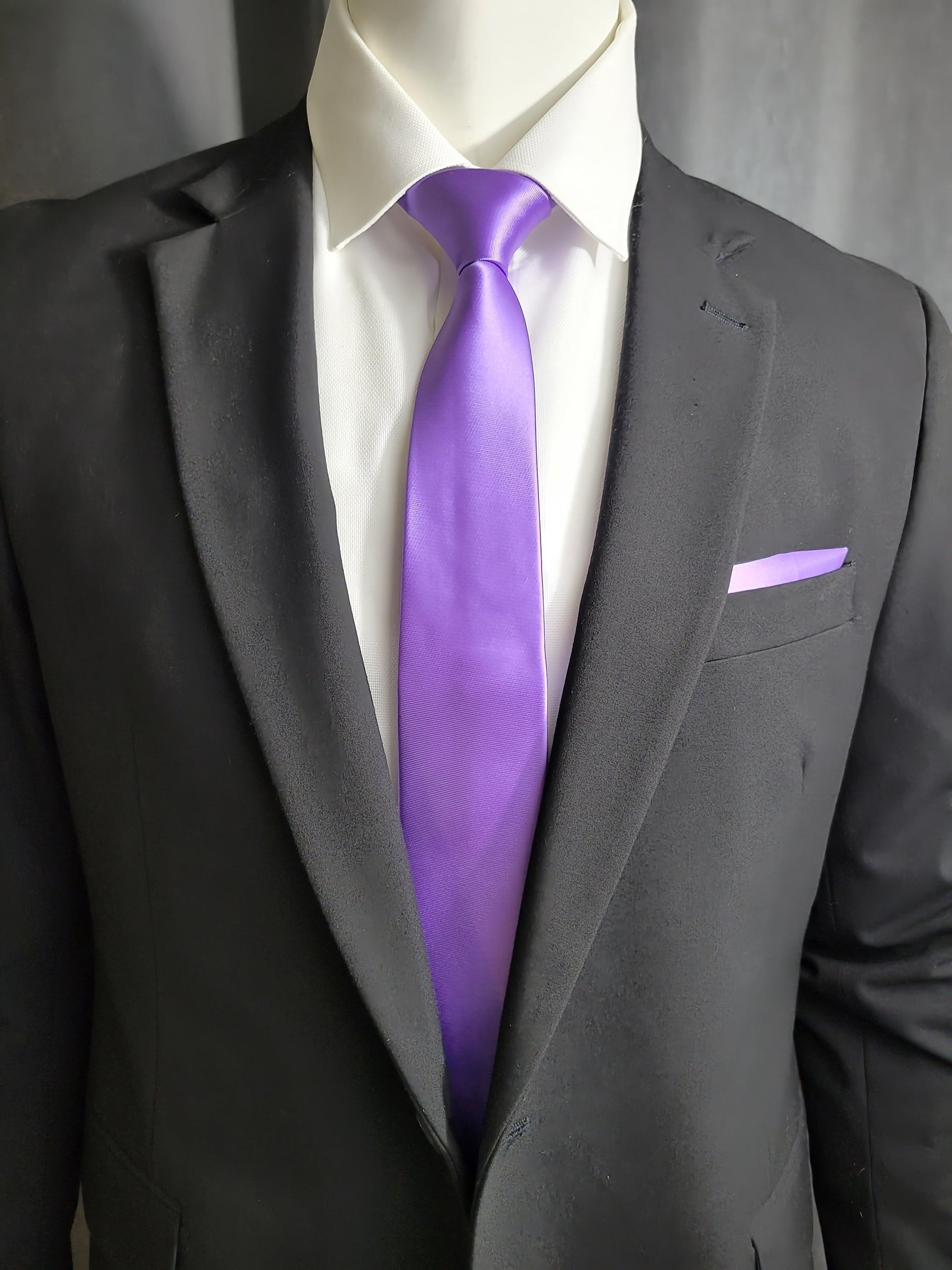 Purple Amethyst Necktie and Pocket Square - The Upscale Banker