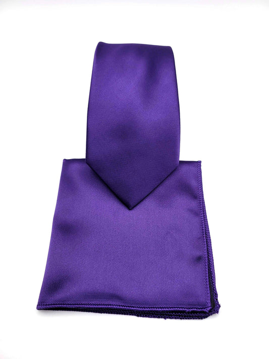 Royal Purple Necktie and Pocket Square Set