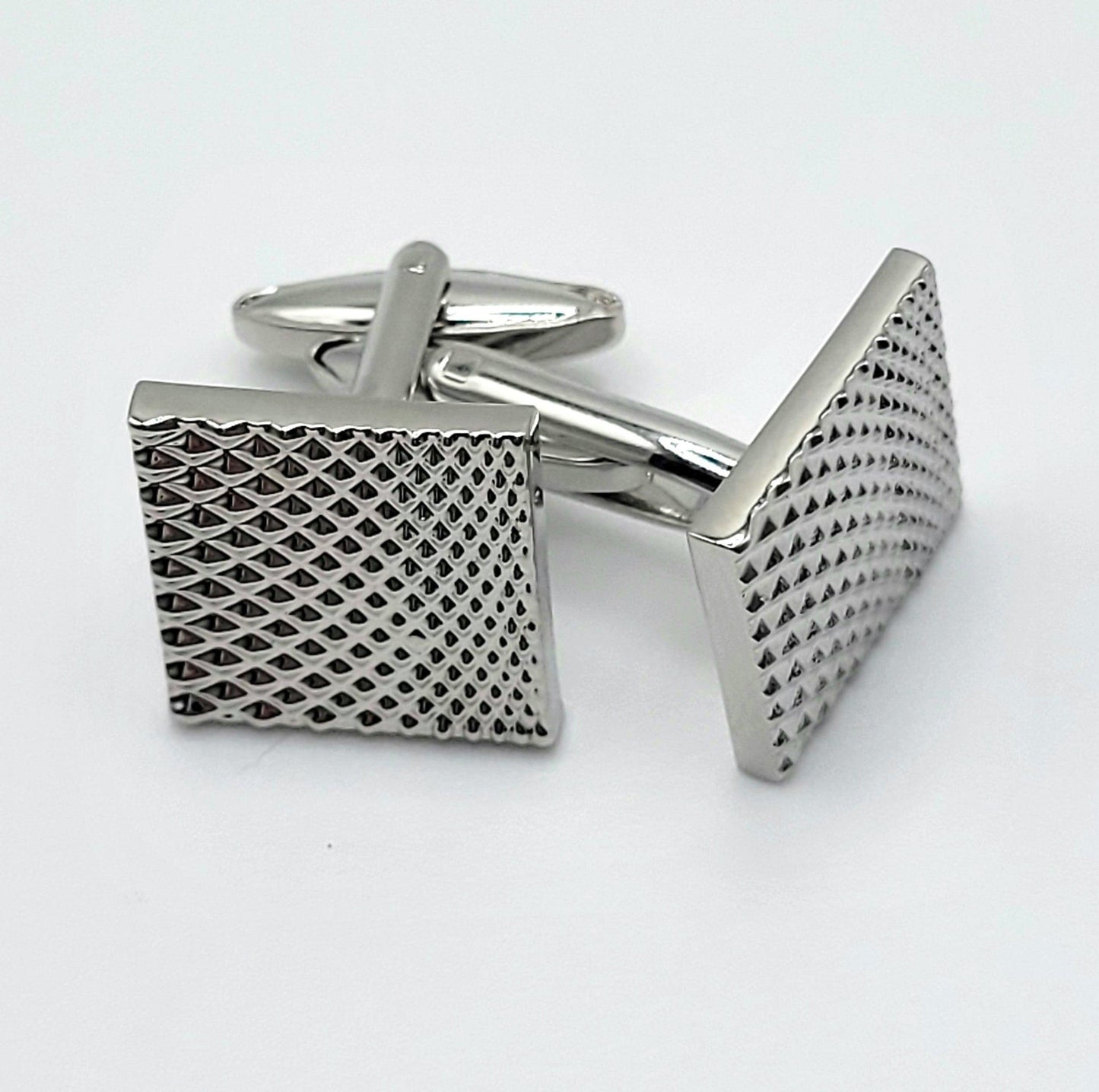 Silver Geometric Cufflinks - The Upscale Banker