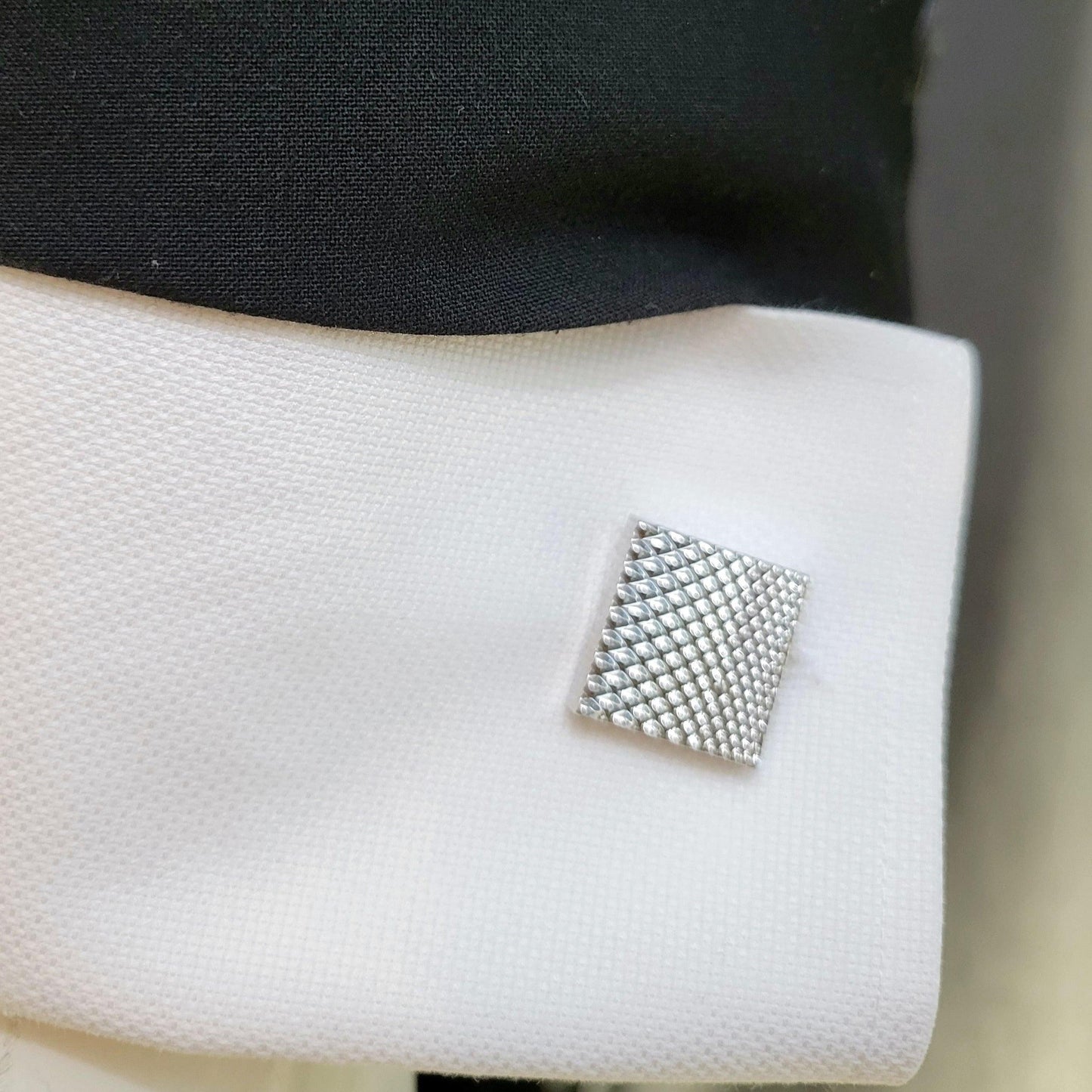 Silver Geometric Cufflinks - The Upscale Banker