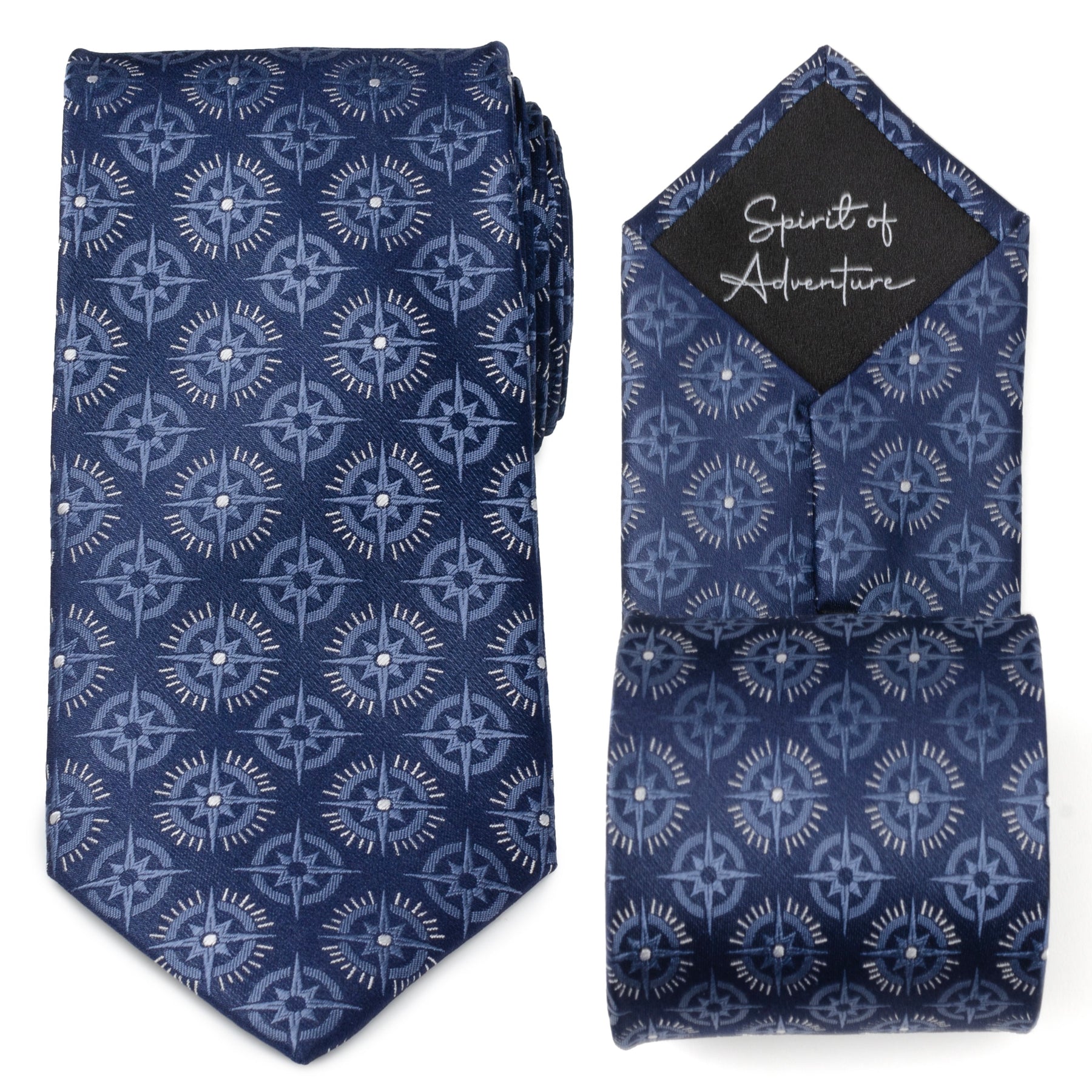 Compass Hidden Message Navy Blue Men's Tie