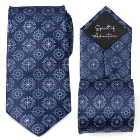 Compass Hidden Message Navy Blue Men's Tie
