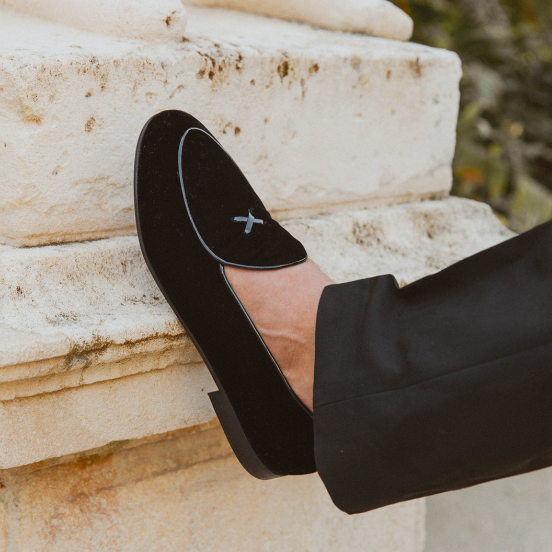 Men's Black Velvet Milano Loafer - Dapper Direct