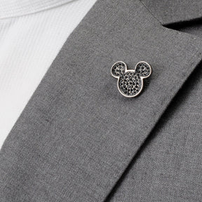 Disney Mickey Mouse Black Pave Crystal Lapel Pin