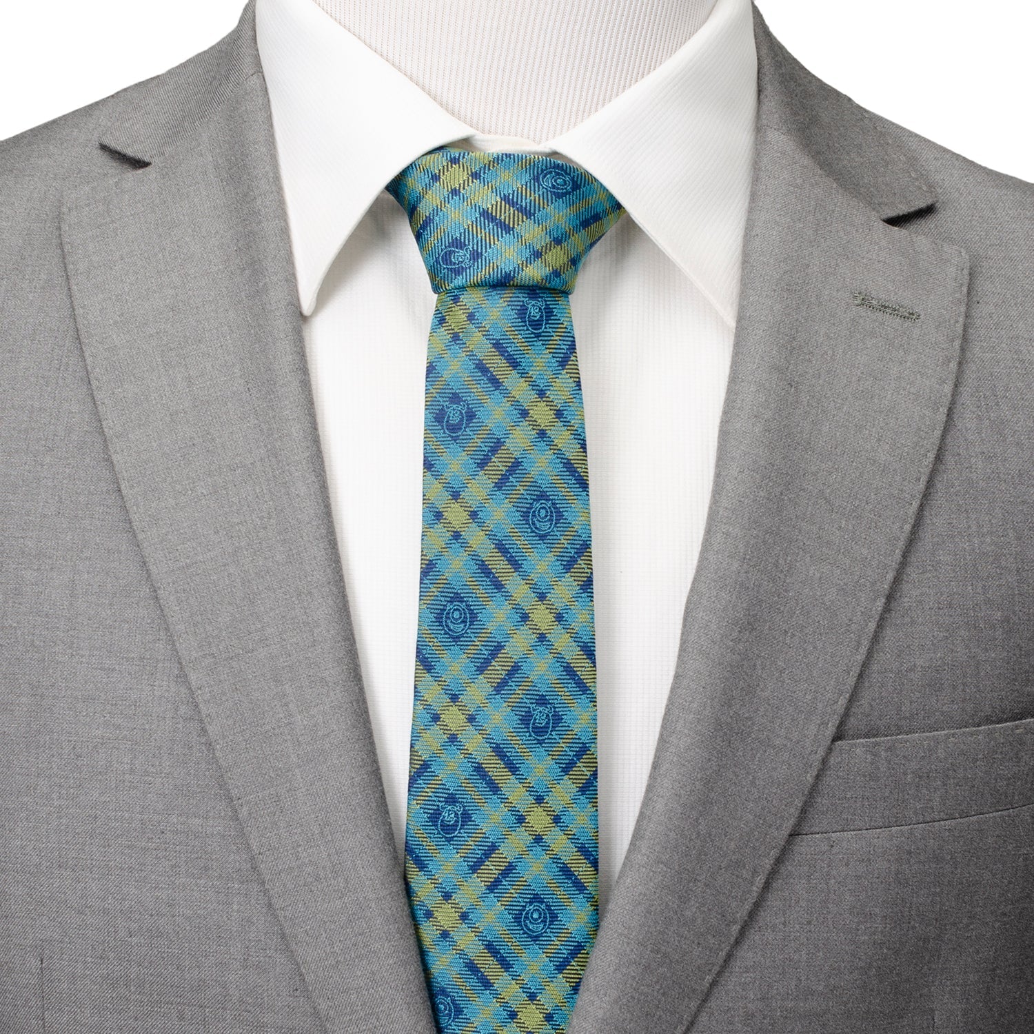 Disney Pixar Monsters Inc. Plaid Blue and Green Tie