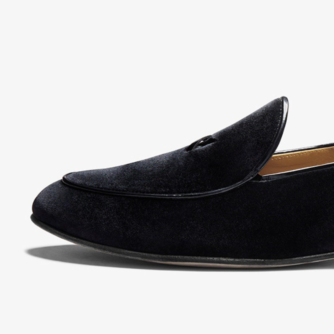 Men's Black Velvet Milano Loafer - Dapper Direct