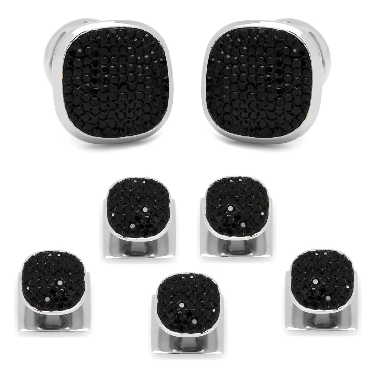 Stainless Steel Black Pave Crystal 5-Stud Set