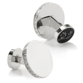 Stainless Steel Engravable Pave Edge Cufflinks