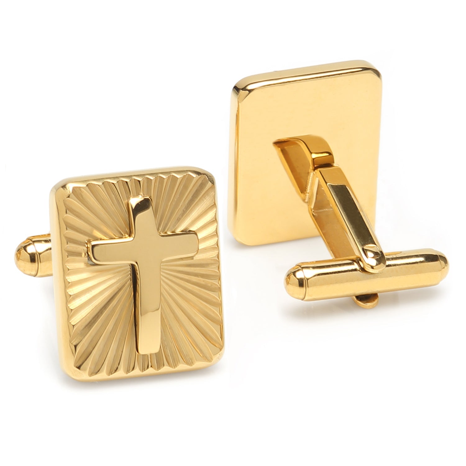 Radiant Cross Gold Sterling Silver Cufflinks