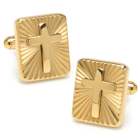 Radiant Cross Gold Sterling Silver Cufflinks