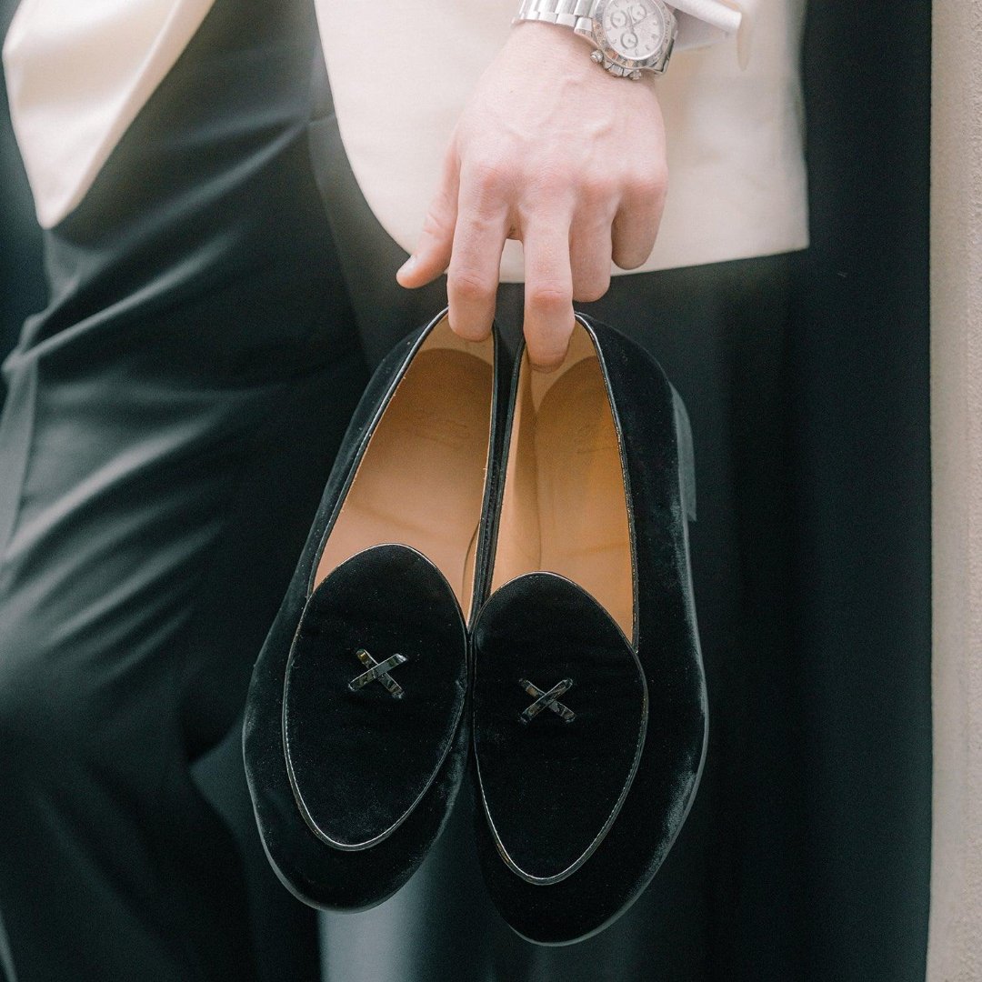 Men's Black Velvet Milano Loafer - Dapper Direct