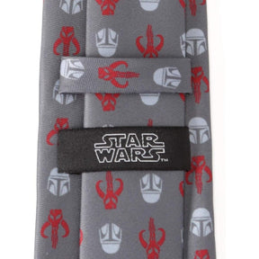 Star Wars Mandalorian and Mythosaur Red and Gray Tie