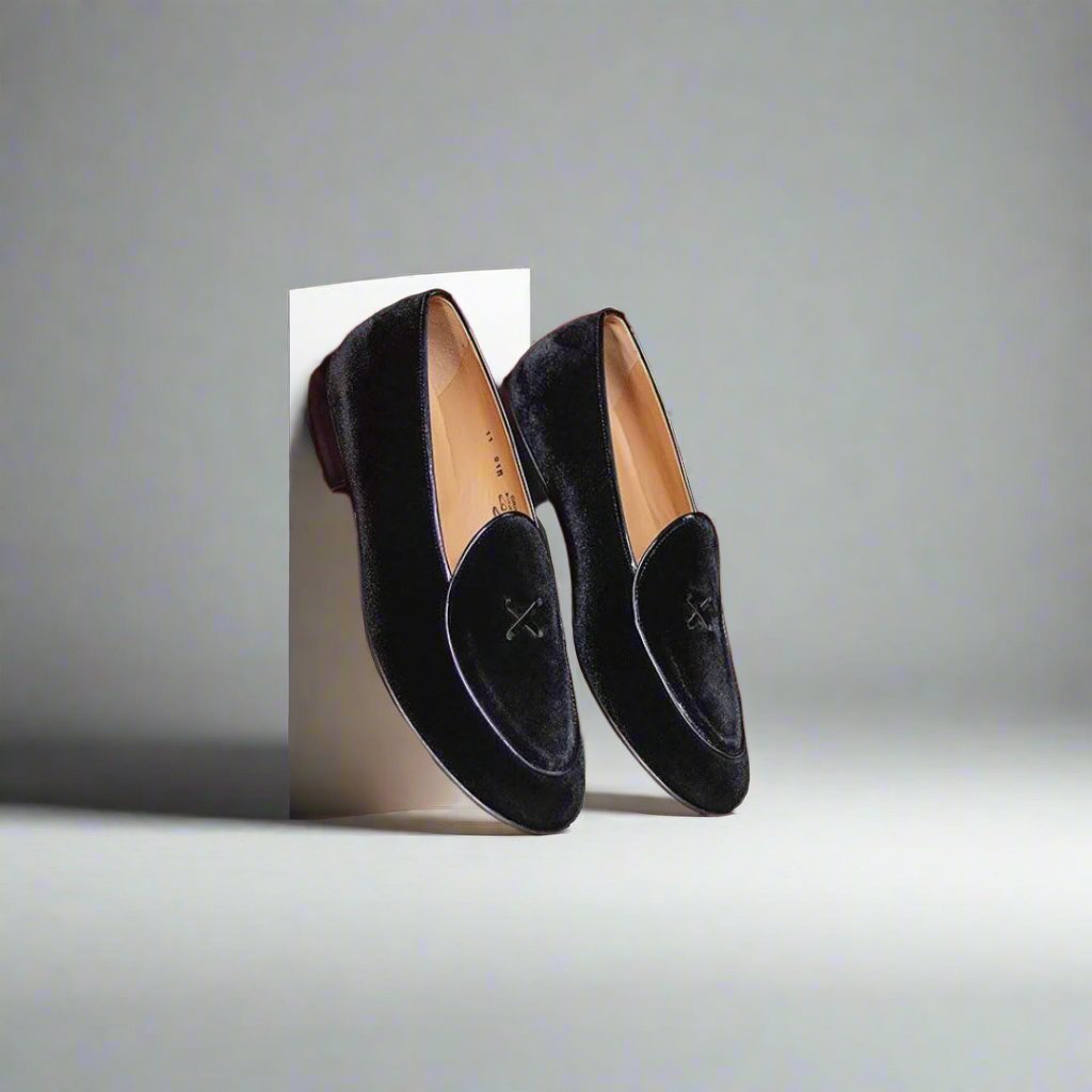 Men's Black Velvet Milano Loafer - Dapper Direct