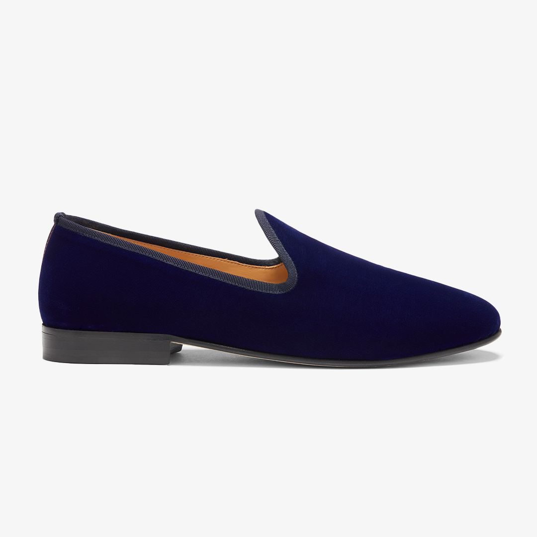 Men's Blue Velvet Slipper II - Dapper Direct