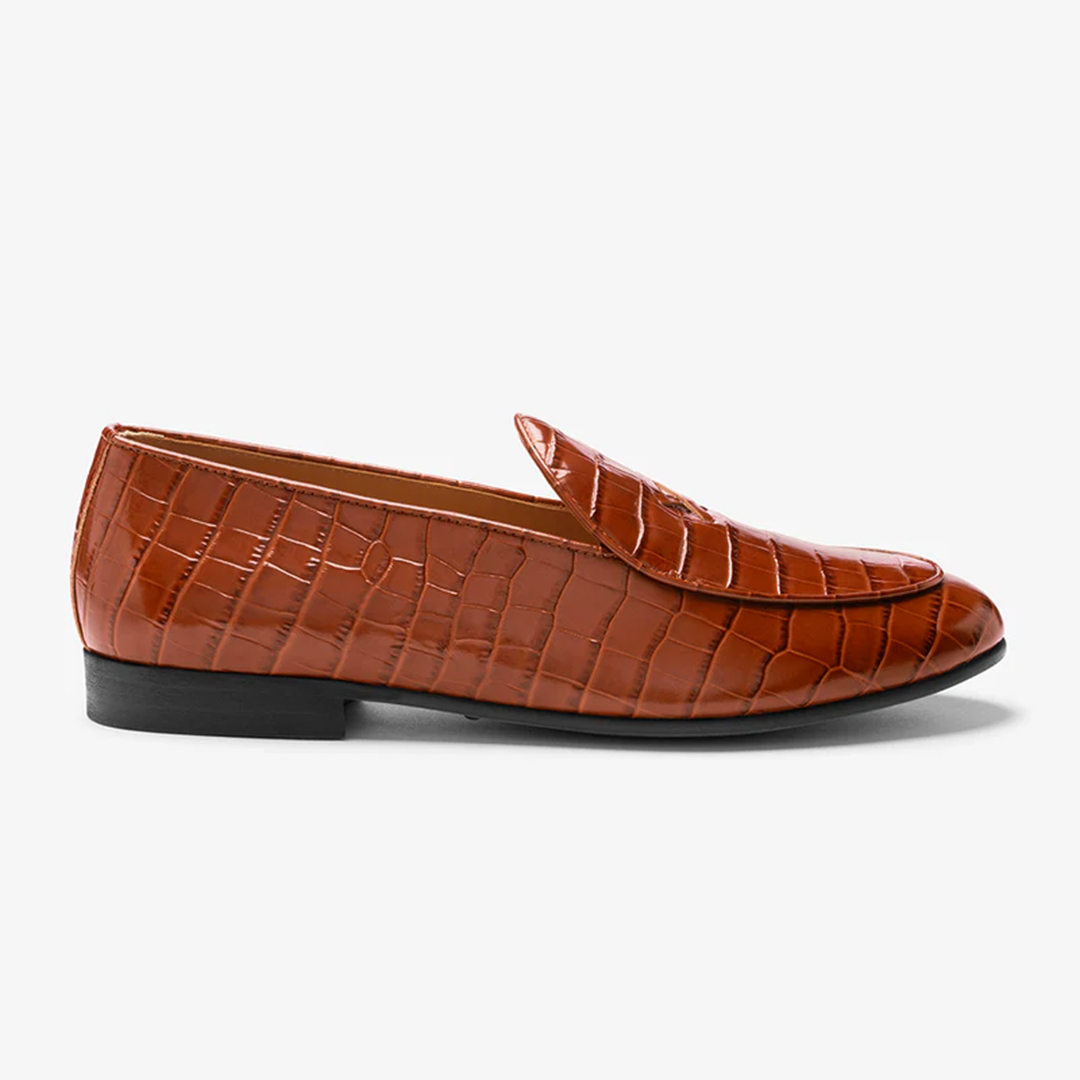 Men's Cognac Full Croc Milano Loafer - Dapper Direct