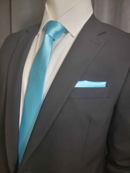 Blue Arctic Necktie and Pocket Square