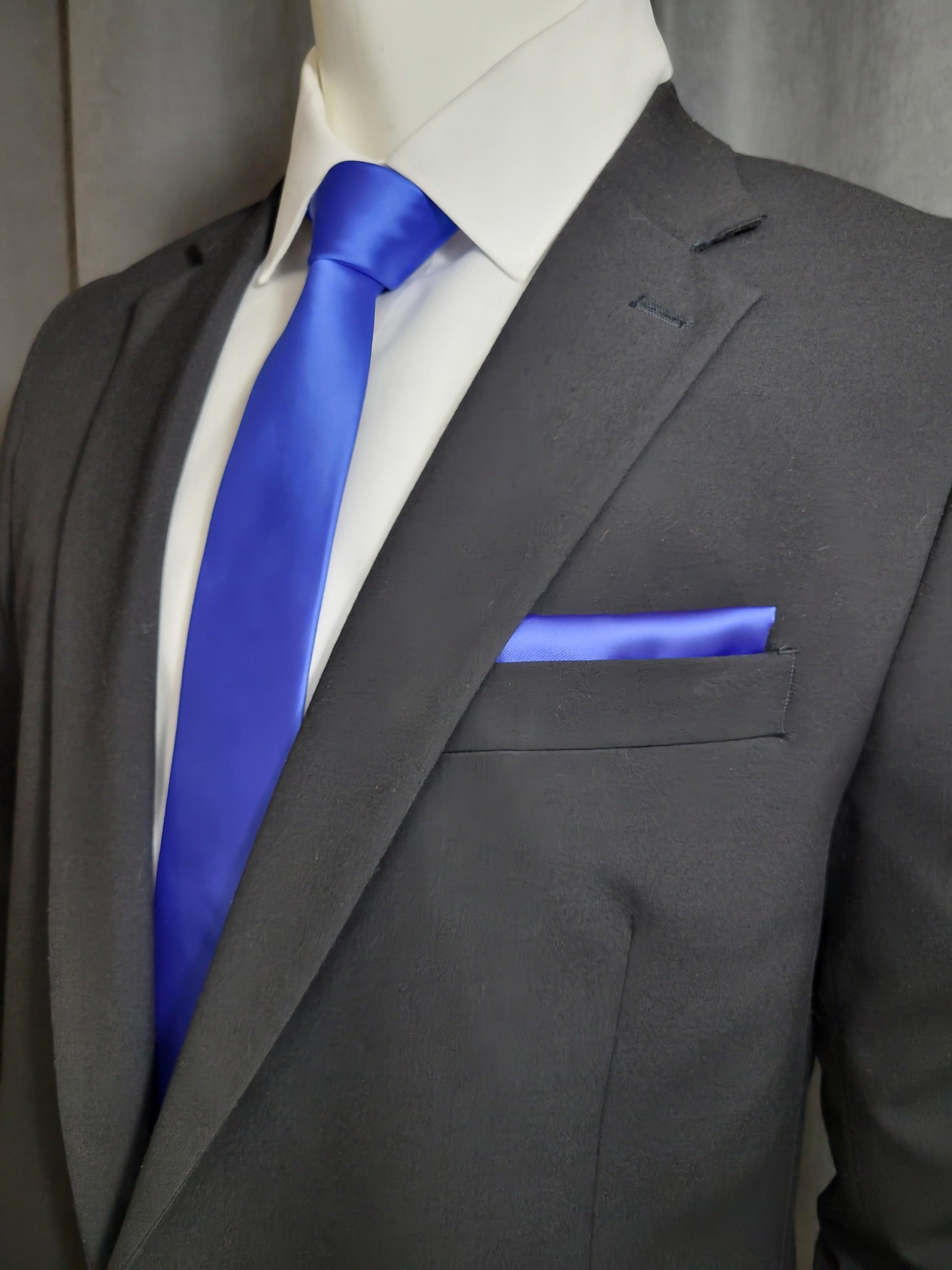 Cobalt Blue Necktie and Pocket Square - The Upscale Banker
