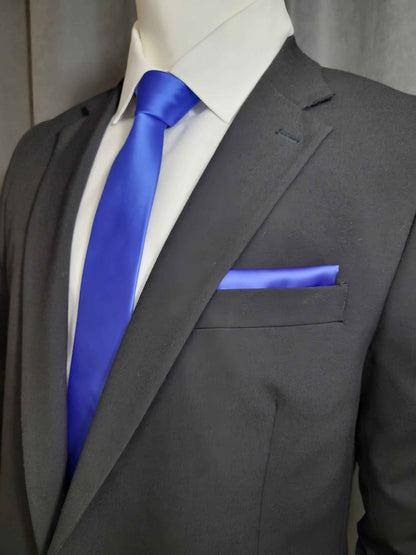 Cobalt Blue Necktie and Pocket Square Set