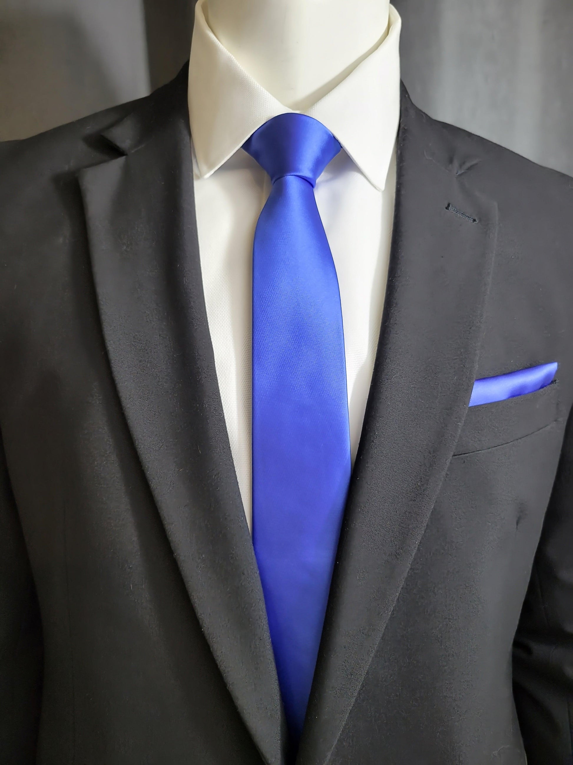 Cobalt Blue Necktie and Pocket Square - The Upscale Banker