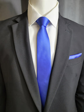 Cobalt Blue Necktie and Pocket Square - The Upscale Banker
