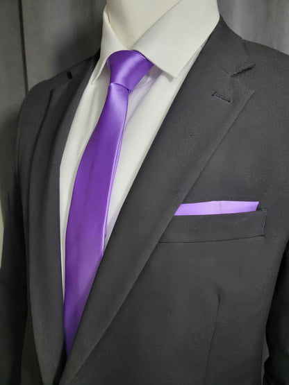 Purple Amethyst Necktie and Pocket Square Set