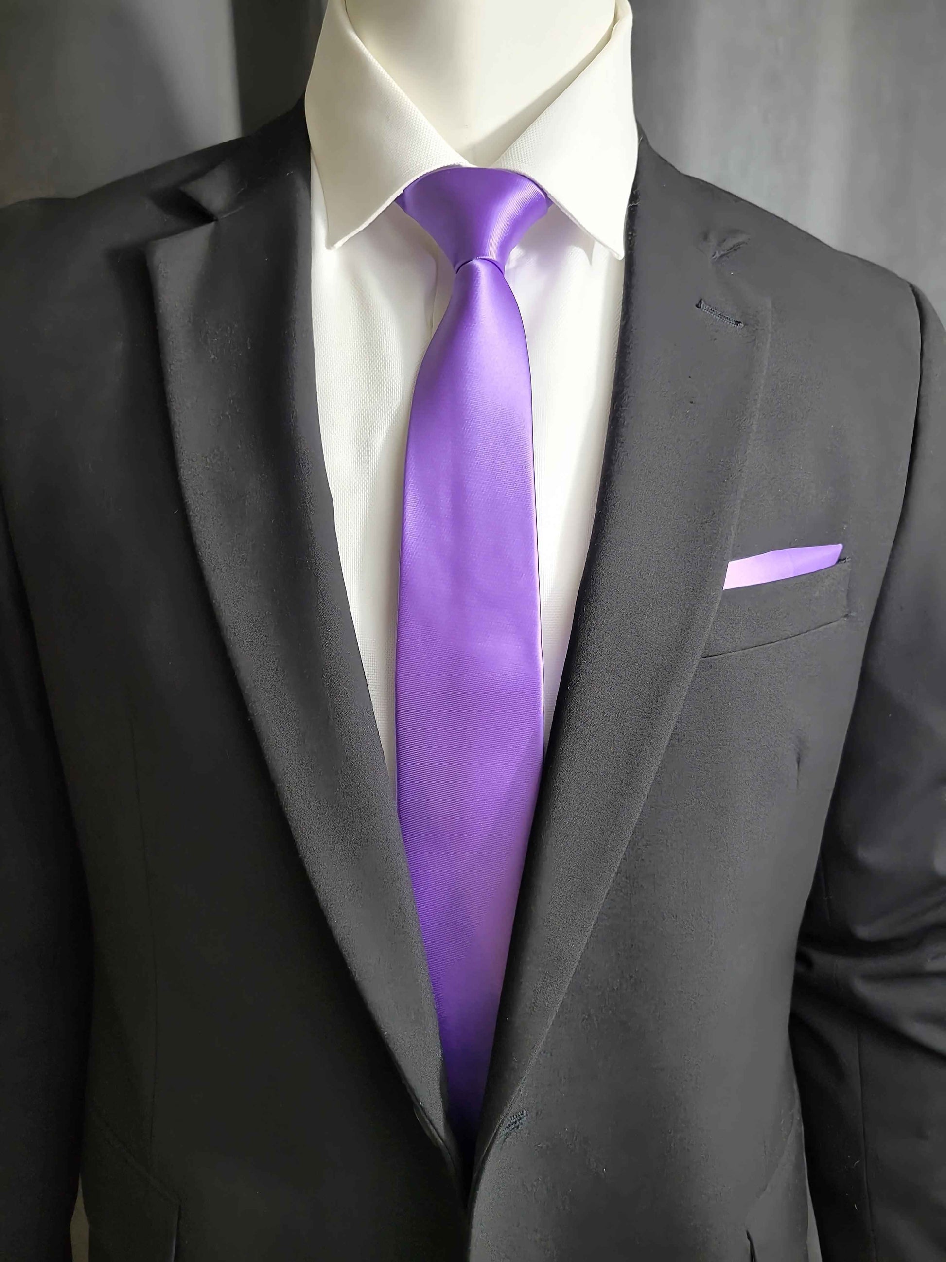 Purple Amethyst Necktie and Pocket Square Set