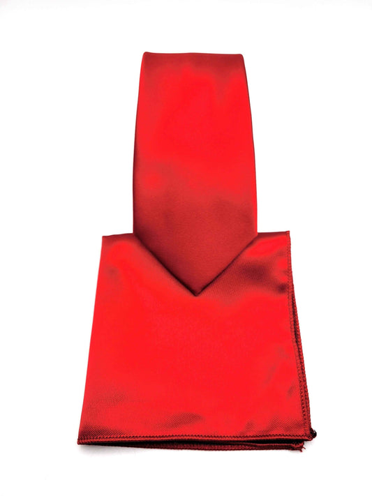 Red Ruby Necktie and Pocket Square Set