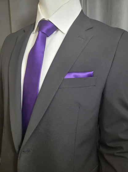 Royal Purple Necktie and Pocket Square Set