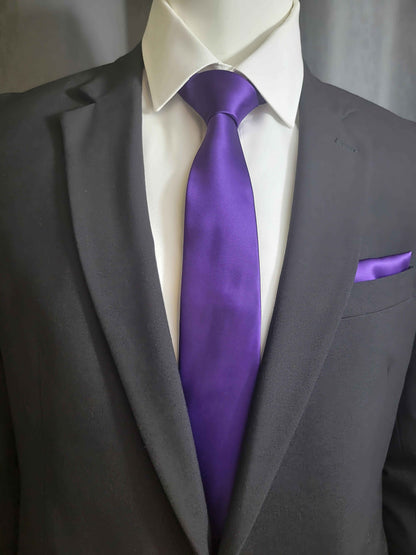 Royal Purple Necktie and Pocket Square Set