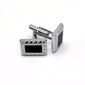 Silver Cufflinks with Black Accent - The Upscale Banker